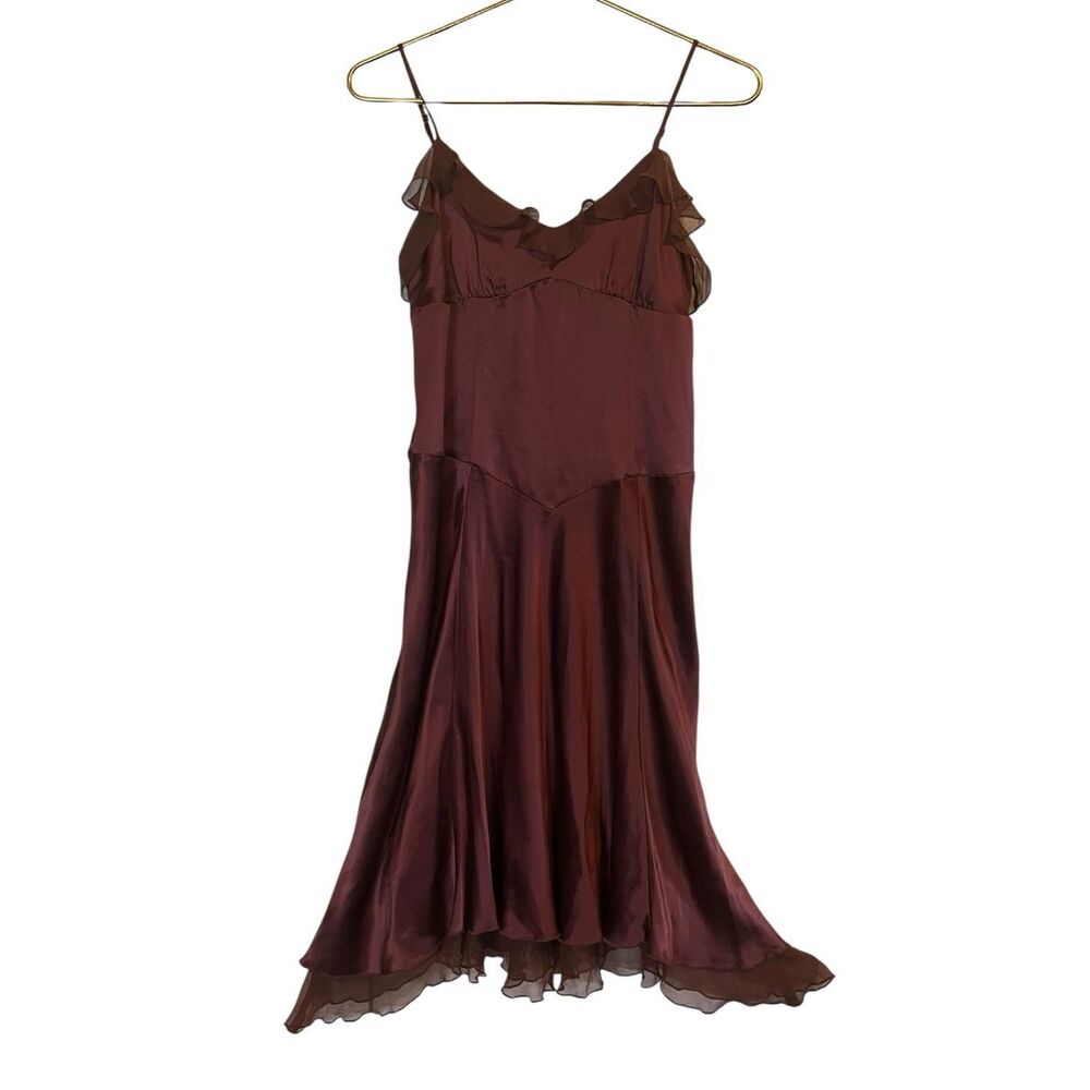 Silk Slip Dress Vintage Y2K Bias Cut Midi Size 4 Wedding Guest NWT 100% Silk